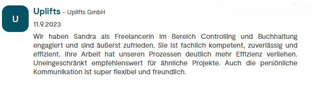Text über die professionelle Zusammenarbeit im Bereich Controlling und Buchhaltung.
